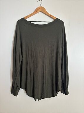 Free People Olive Green Long Sleeve Ribbed Tunic